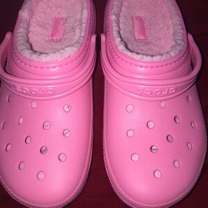 CROCS Pink Fuzzy Lined Slippers